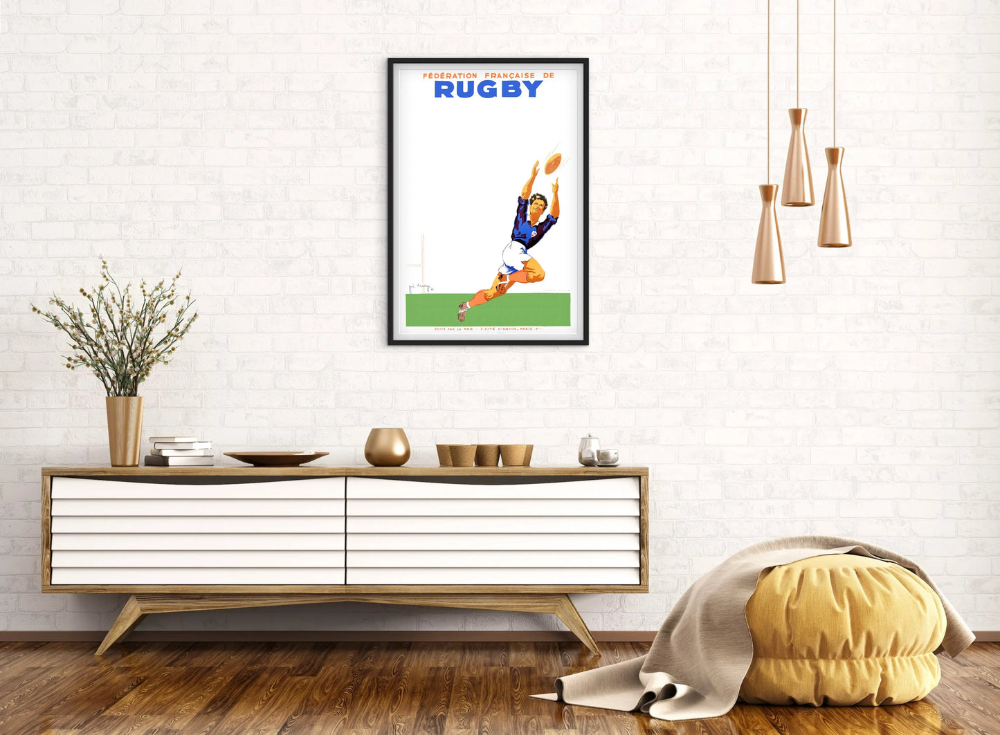 Affiche fédération Française Rugby affichevintagefrance
