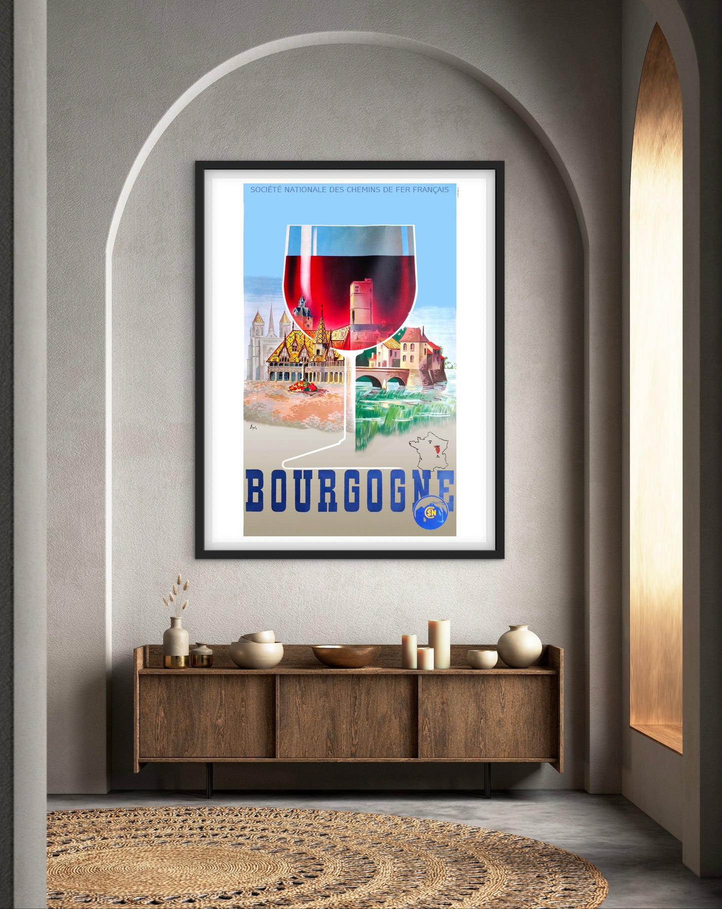 Affiche Vin Bourgogne SNCF