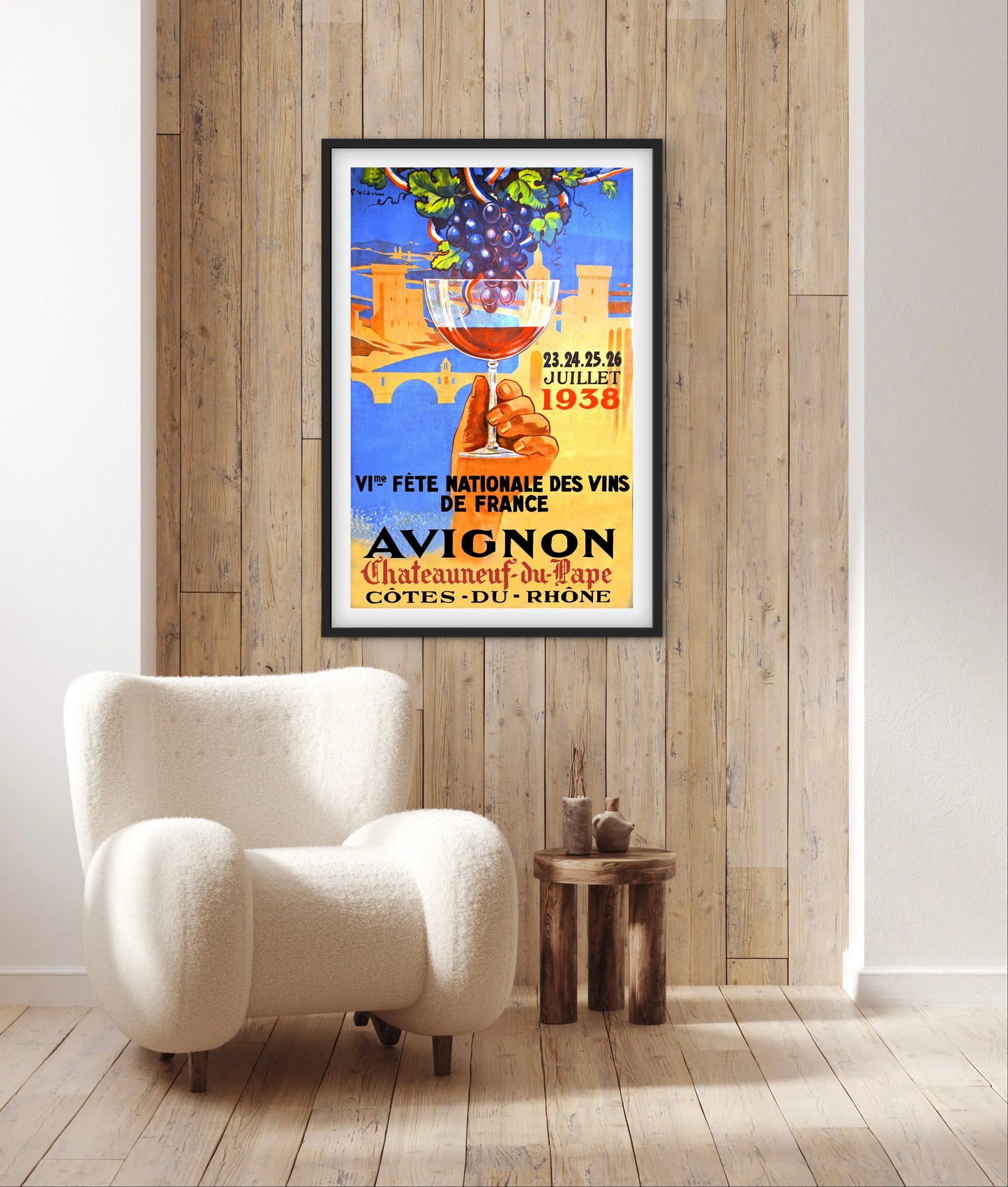 Affiche Vin Avignon côtes du Rhône affichevintagefrance