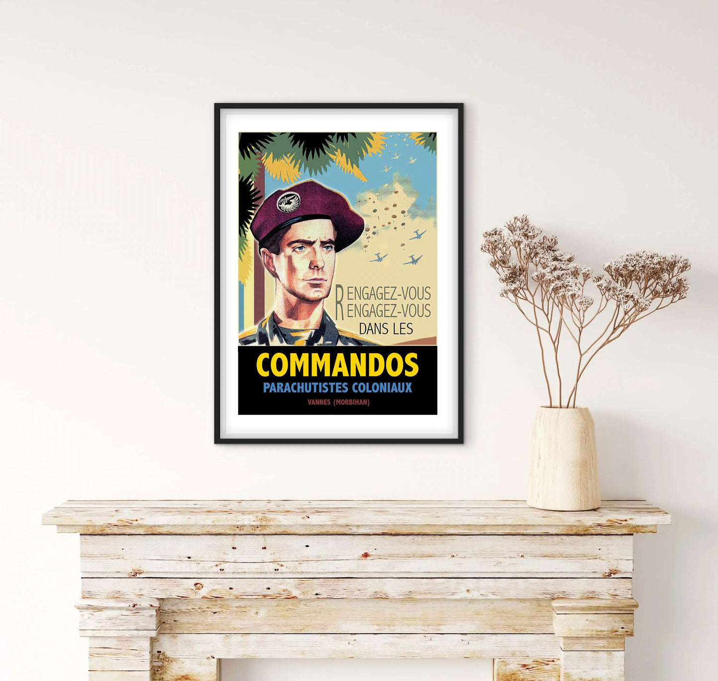 Affiche Commandos Parachutistes coloniaux affichevintagefrance