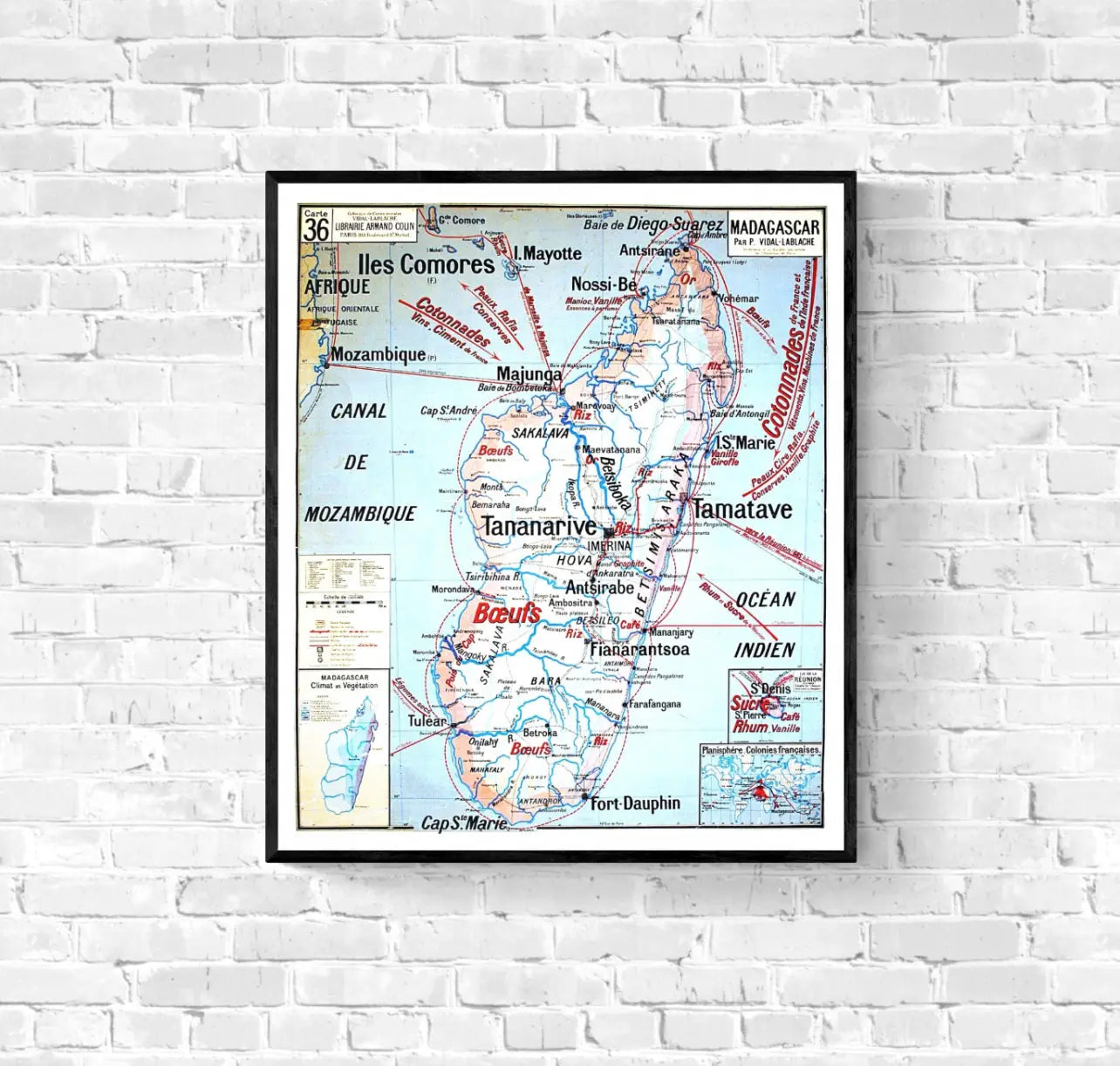 Affiche Carte Madagascar affichevintagefrance