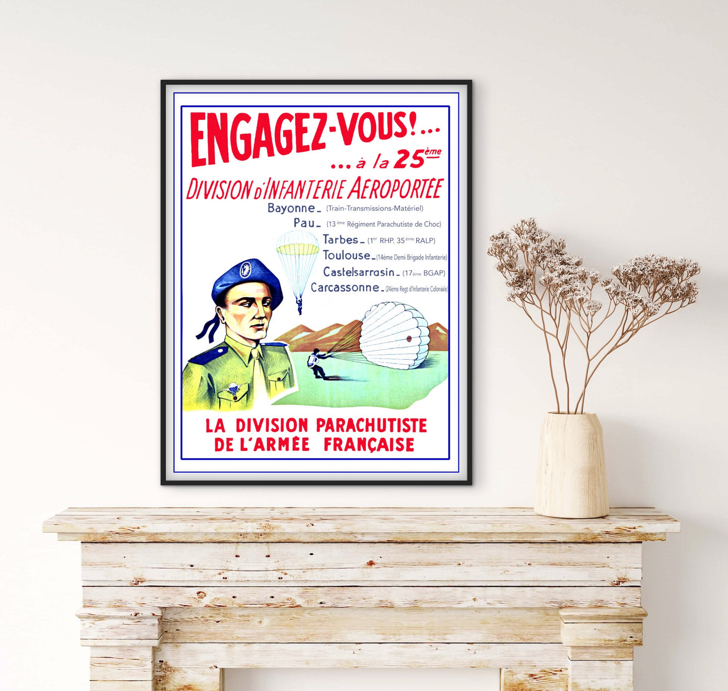 Affiche Armée militaire parachutiste 25 division d’infanterie