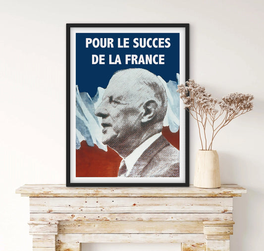 Affiche Général Charles de Gaulle « Pour le succès de la France » affichevintagefrance