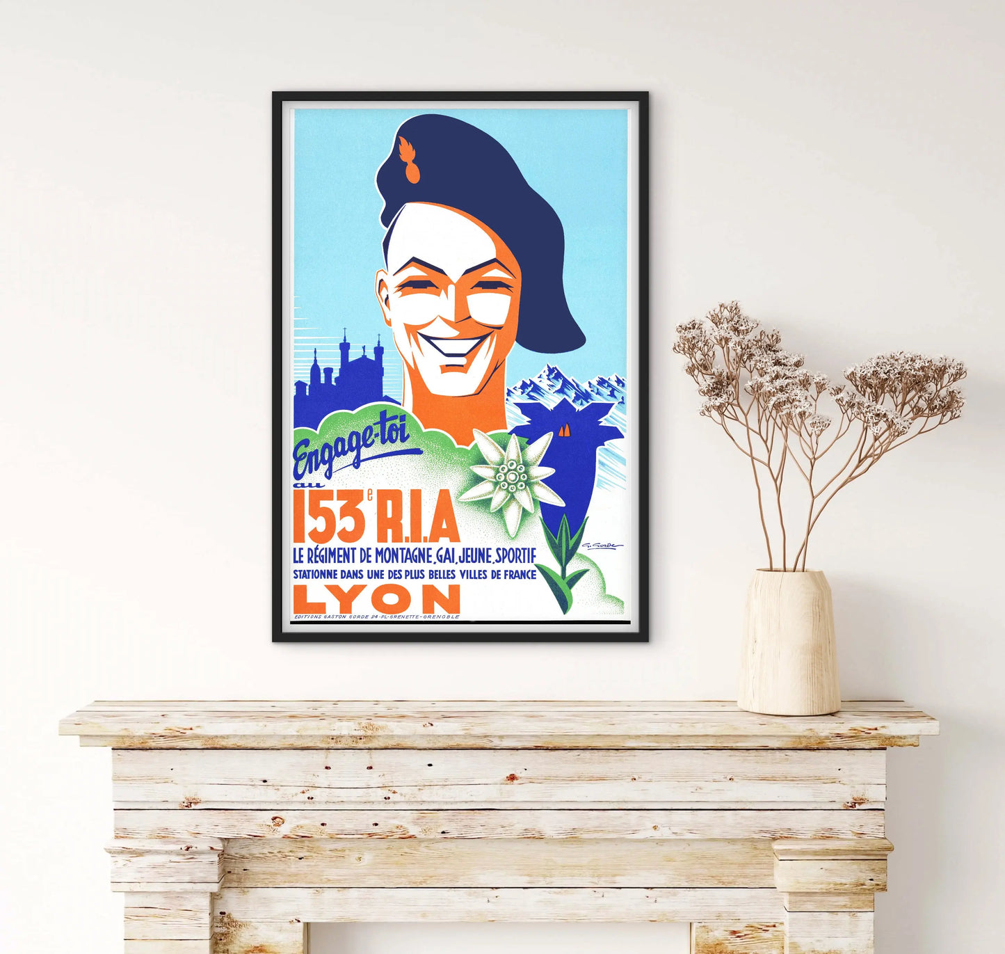 Affiche recrutement de l'Armée de Vichy 153e RIA Lyon affichevintagefrance