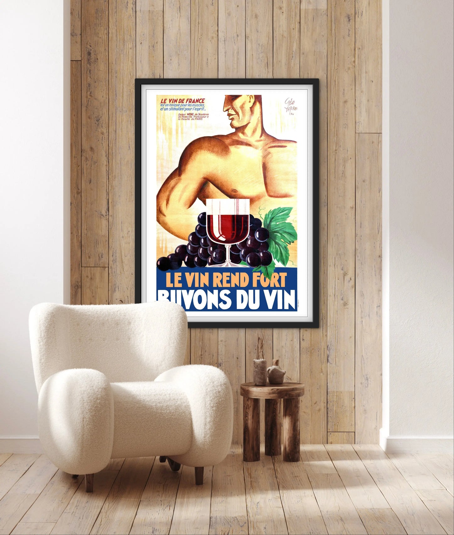Affiche Le vin rend fort buvons du vin affichevintagefrance