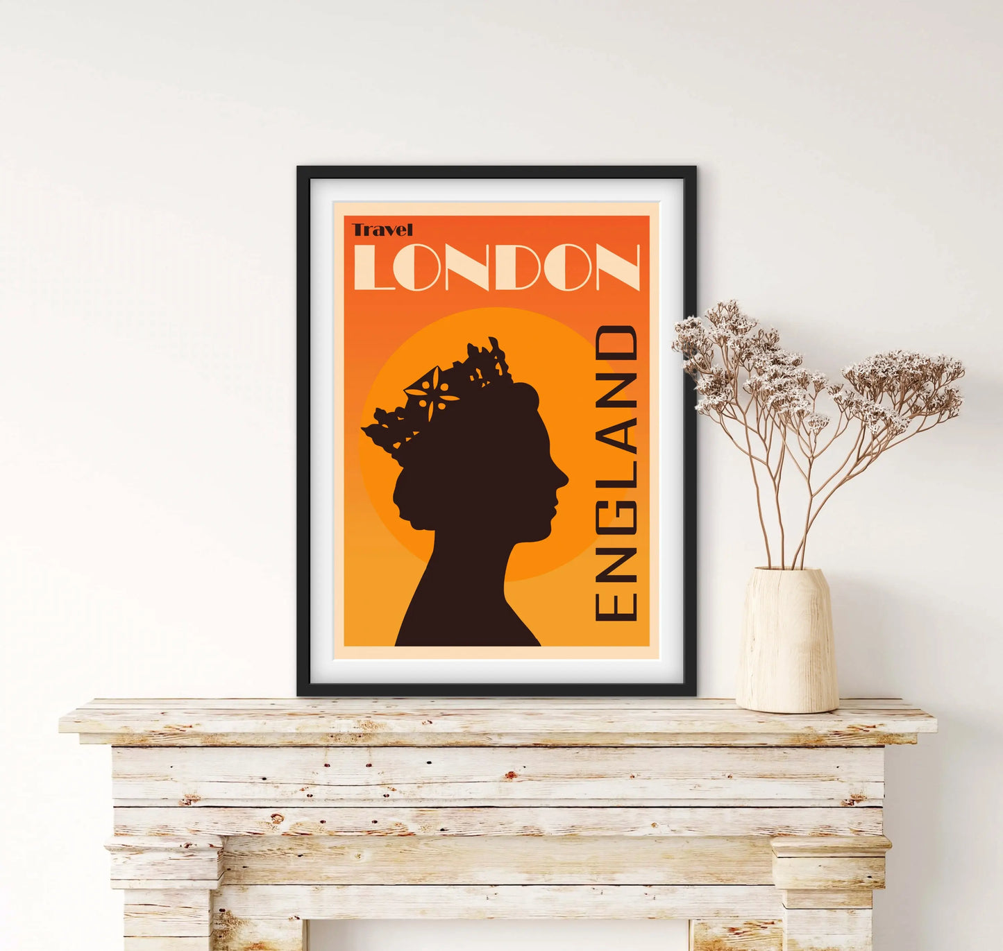 Affiche Londres « Travel London Angleterre » 🏴 reine affichevintagefrance