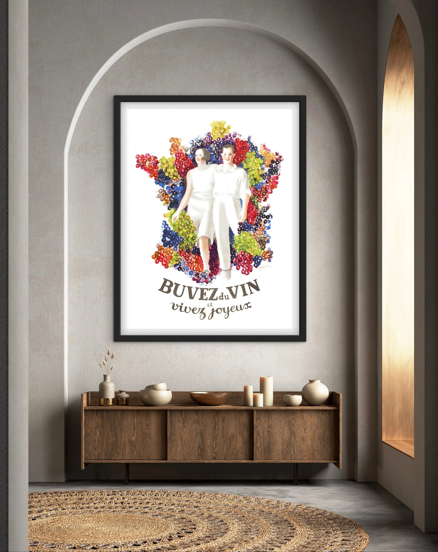 Affiche Buvez du Vin vivez joyeux affichevintagefrance