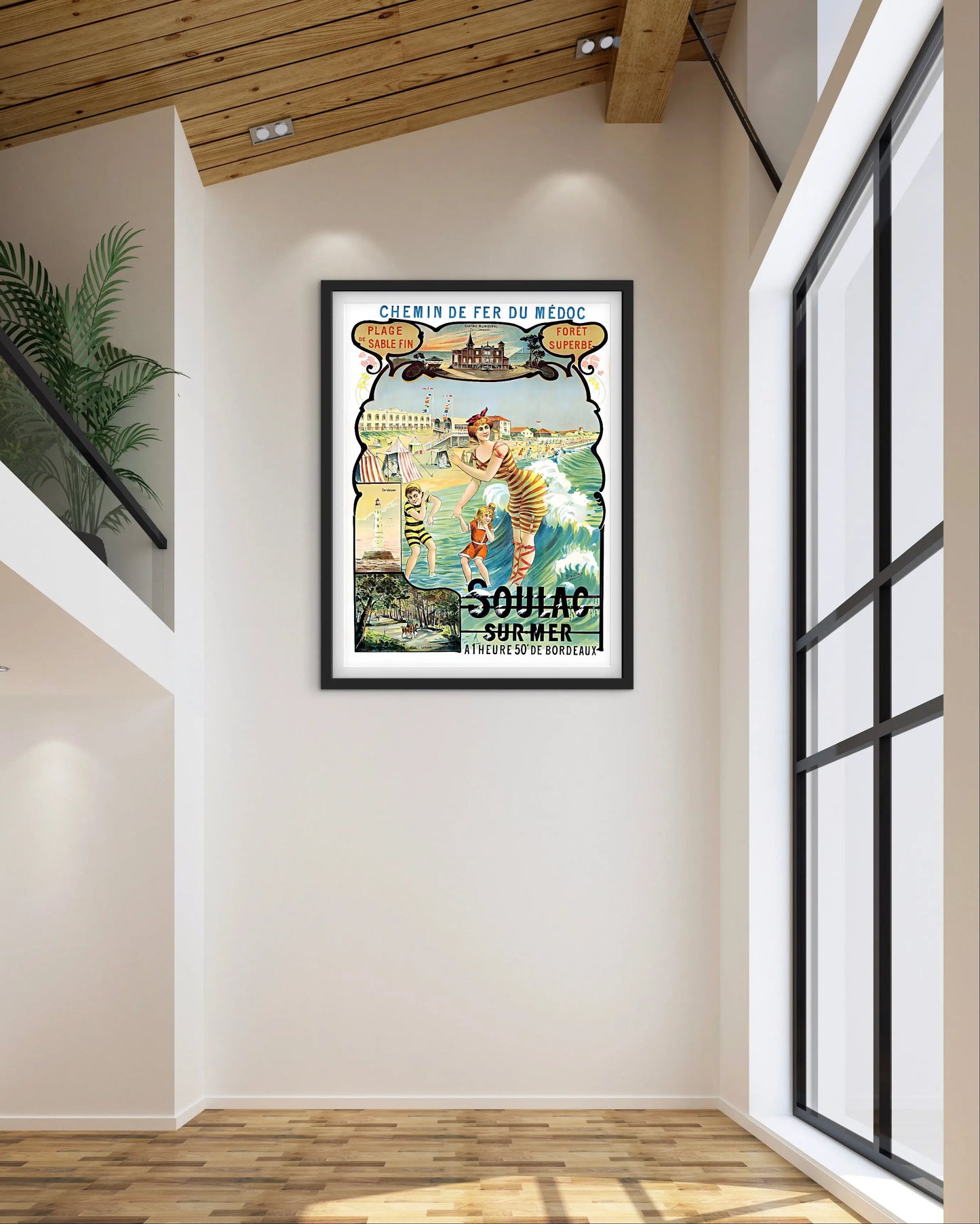 Affiche Soulac Sur Mer chemin de fer du Médoc plage affichevintagefrance