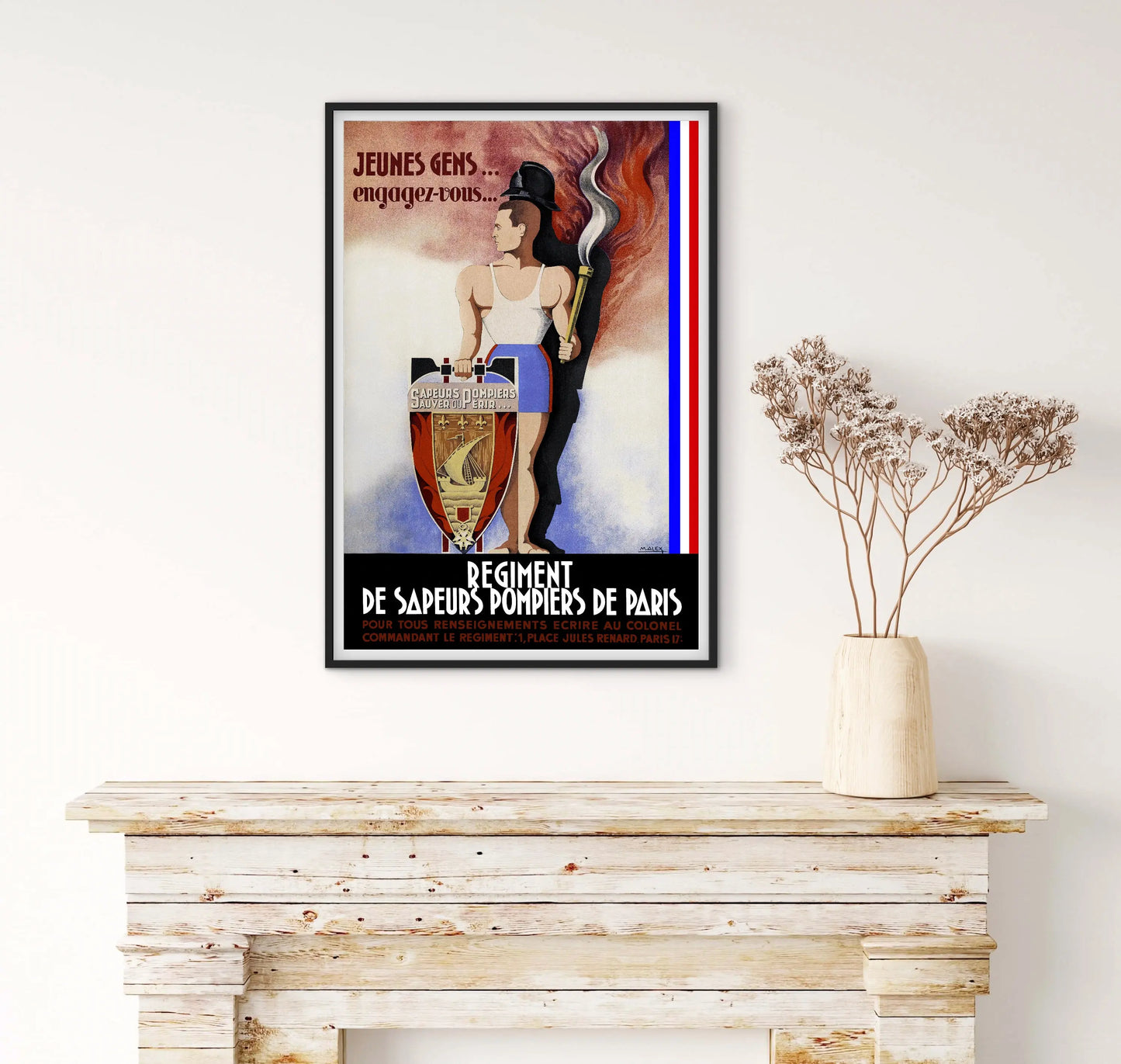 Affiche Sapeurs pompiers de Paris BSPP affichevintagefrance