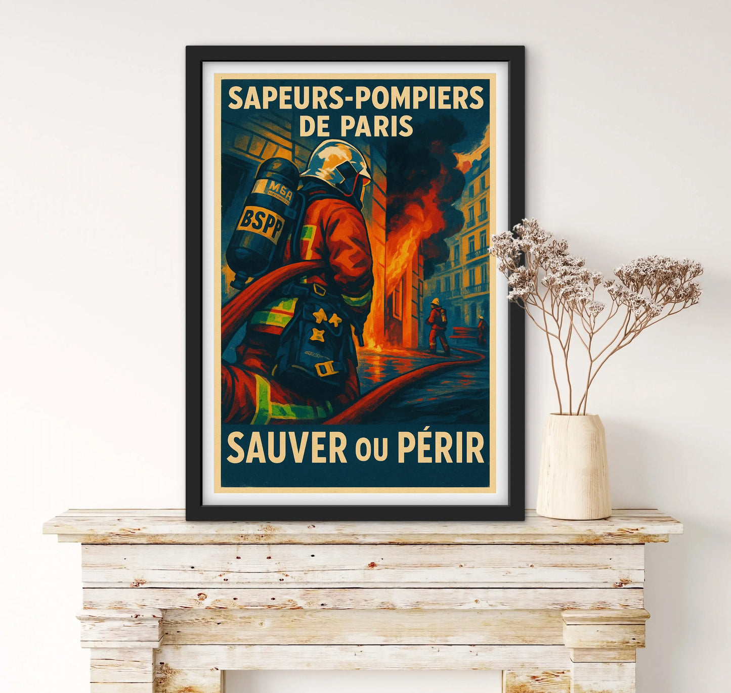 Affiche sauver ou périr brigade sapeurs pompiers de Paris affichevintagefrance