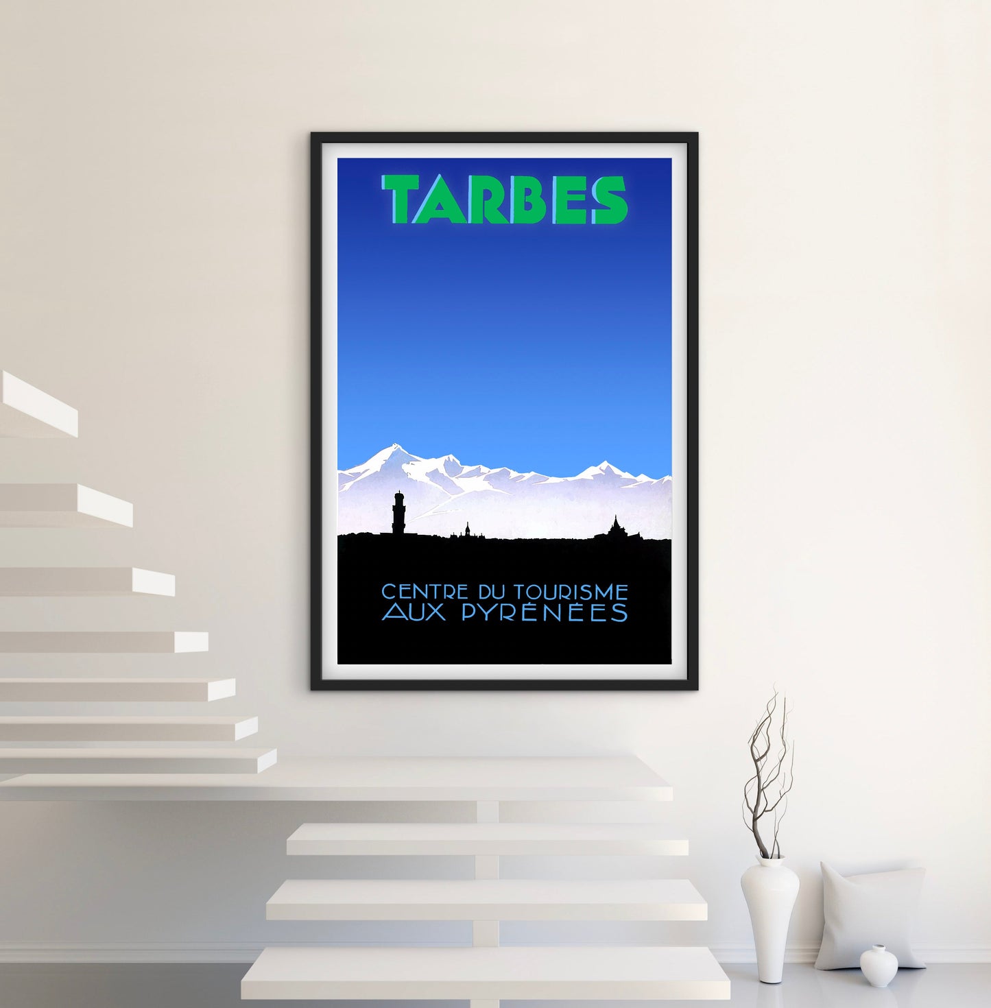 Affiche Tarbes centre du tourisme aux Pyrénées montagne affichevintagefrance