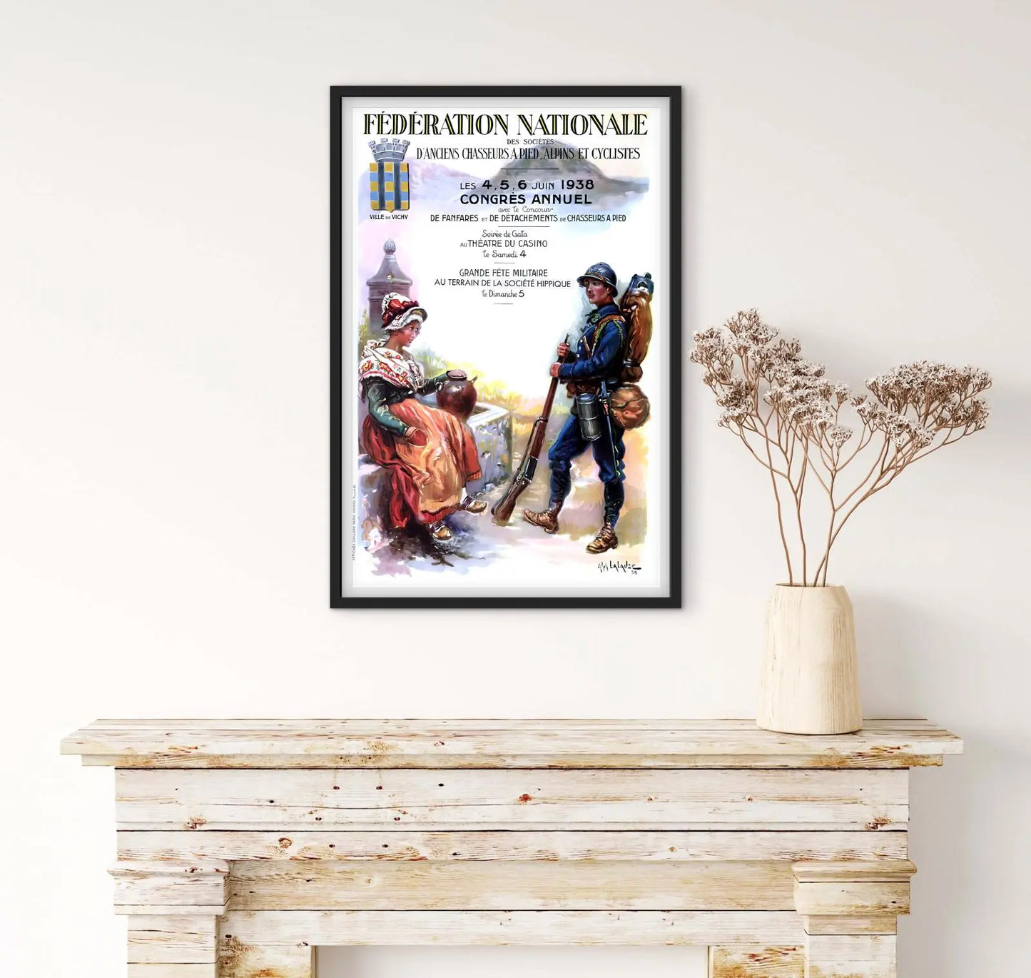 Affiche Chasseurs Alpins Fédération Nationale 1938 affichevintagefrance