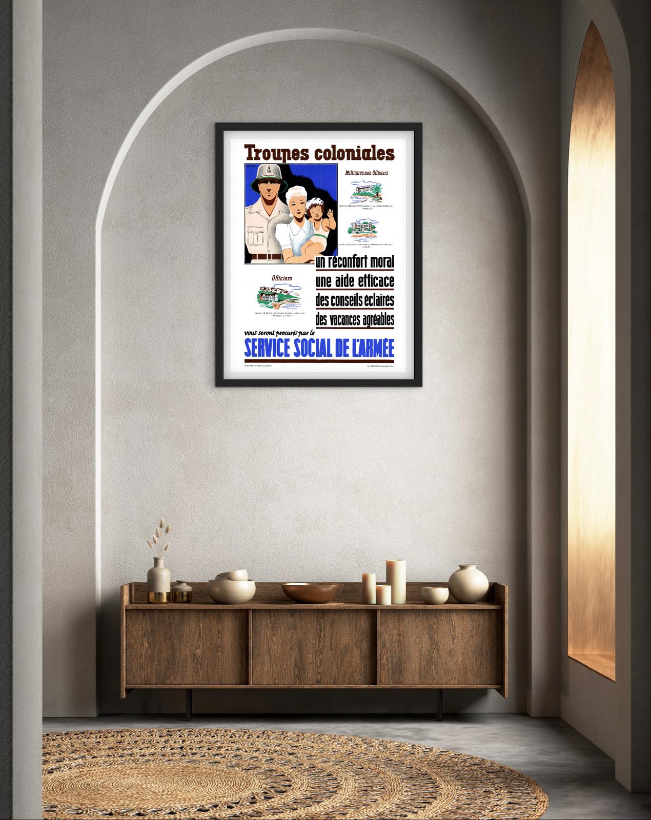 Affiche troupes Coloniales service social de l'armée