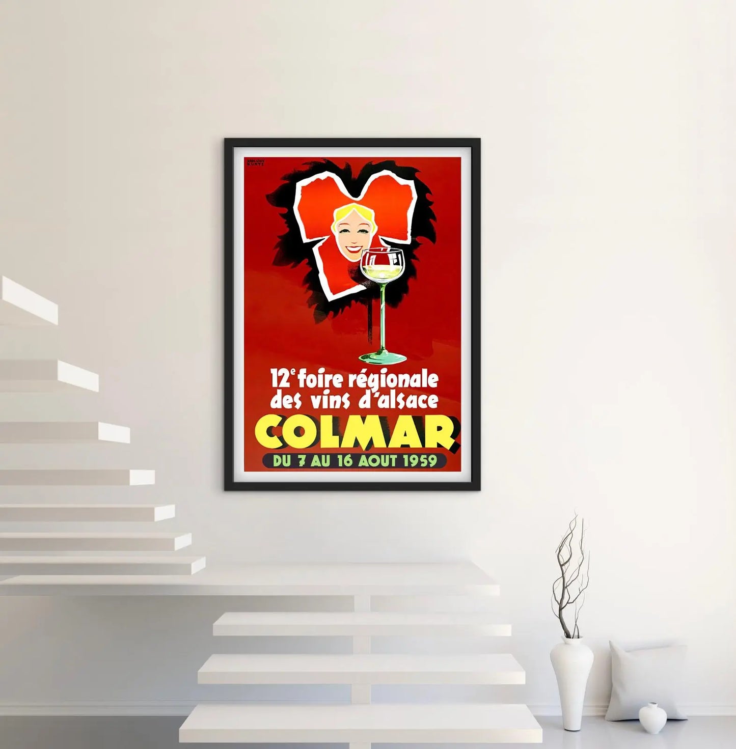 Affiche 12e foire vin Colmar Alsace 1959 affichevintagefrance