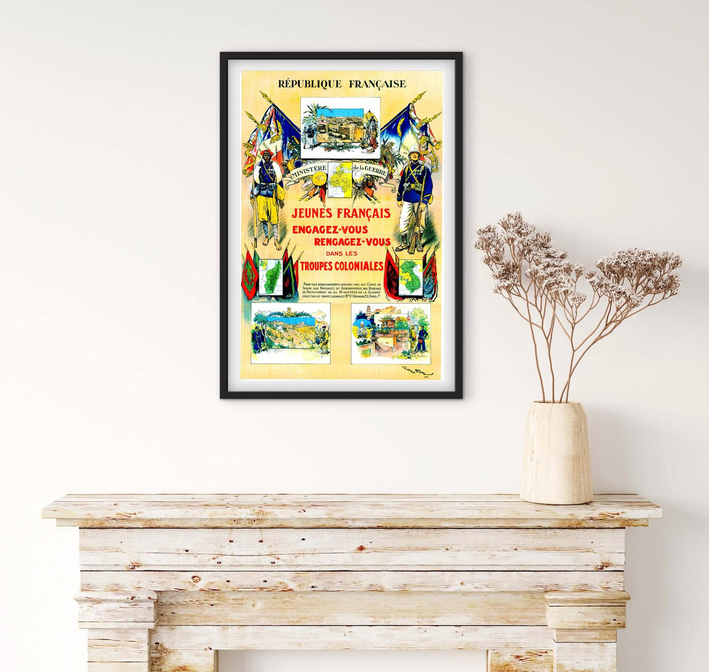 Affiche recrutement militaire armée engagez vous troupes Coloniales