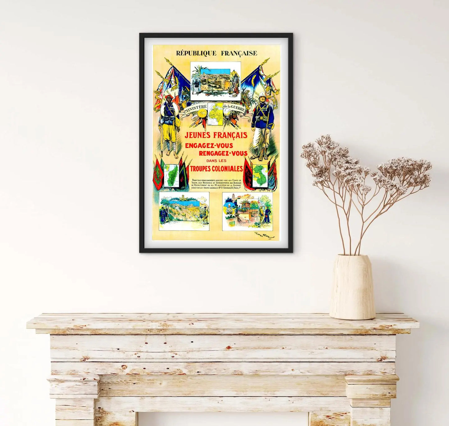 Affiche recrutement militaire armée engagez vous troupes Coloniales affichevintagefrance