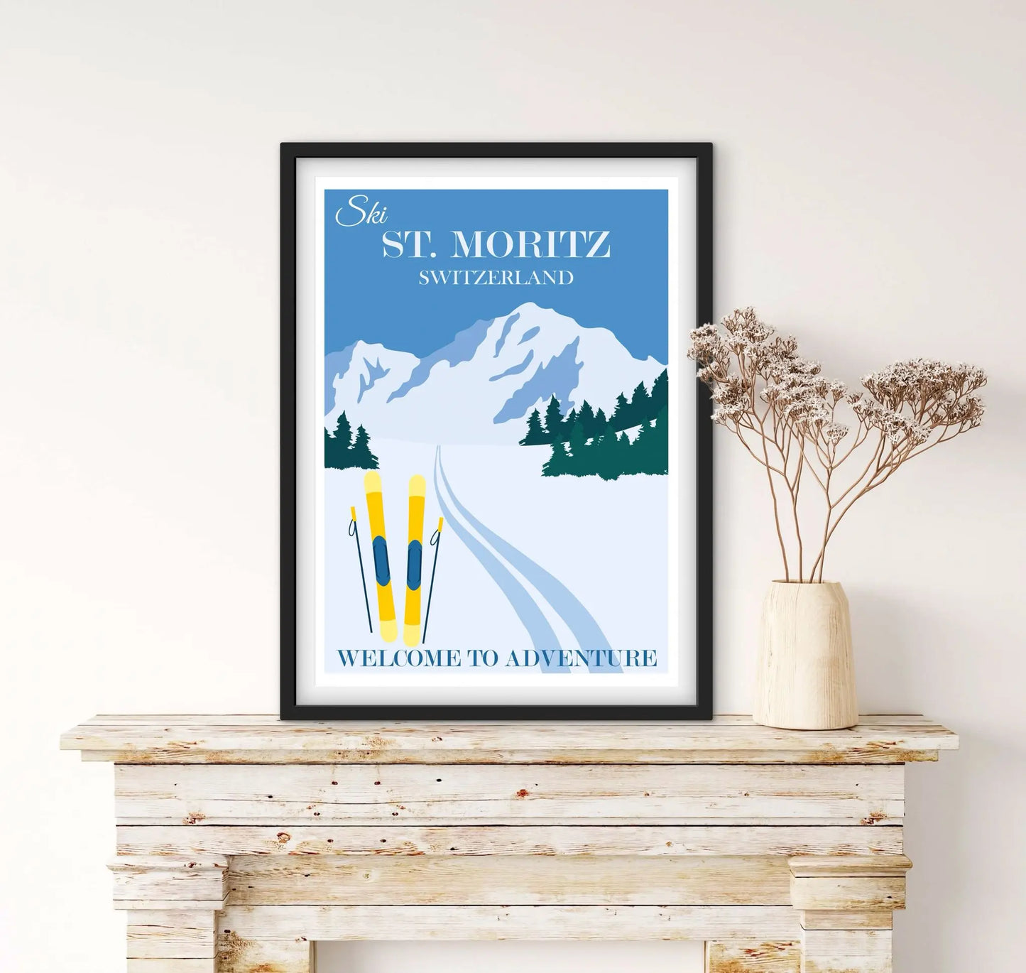 Affiche Ski Suisse Saint Moritz affichevintagefrance
