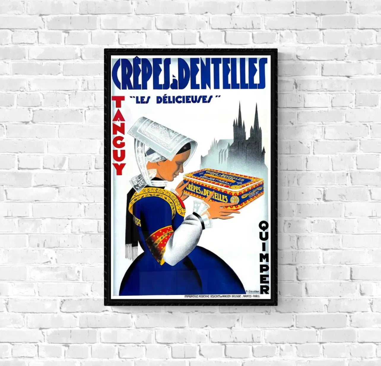 Affiche crêpe à dentelles Quimper Bretagne affichevintagefrance