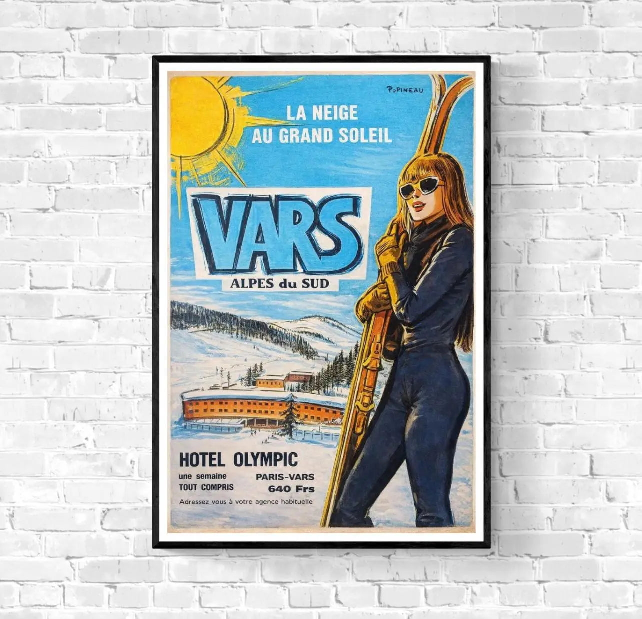 Affiche Vars Hôtel Olympique station ski affichevintagefrance