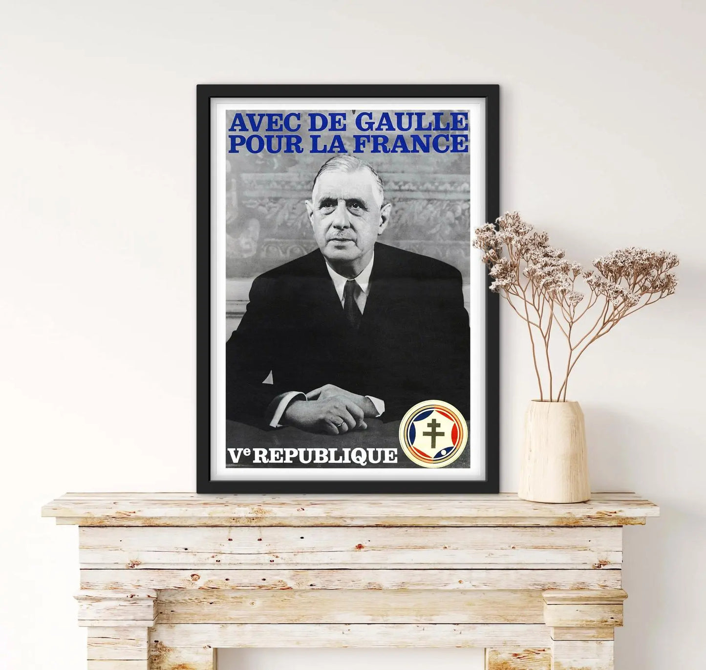 Affiche Général Charles de Gaulle 5e république affichevintagefrance
