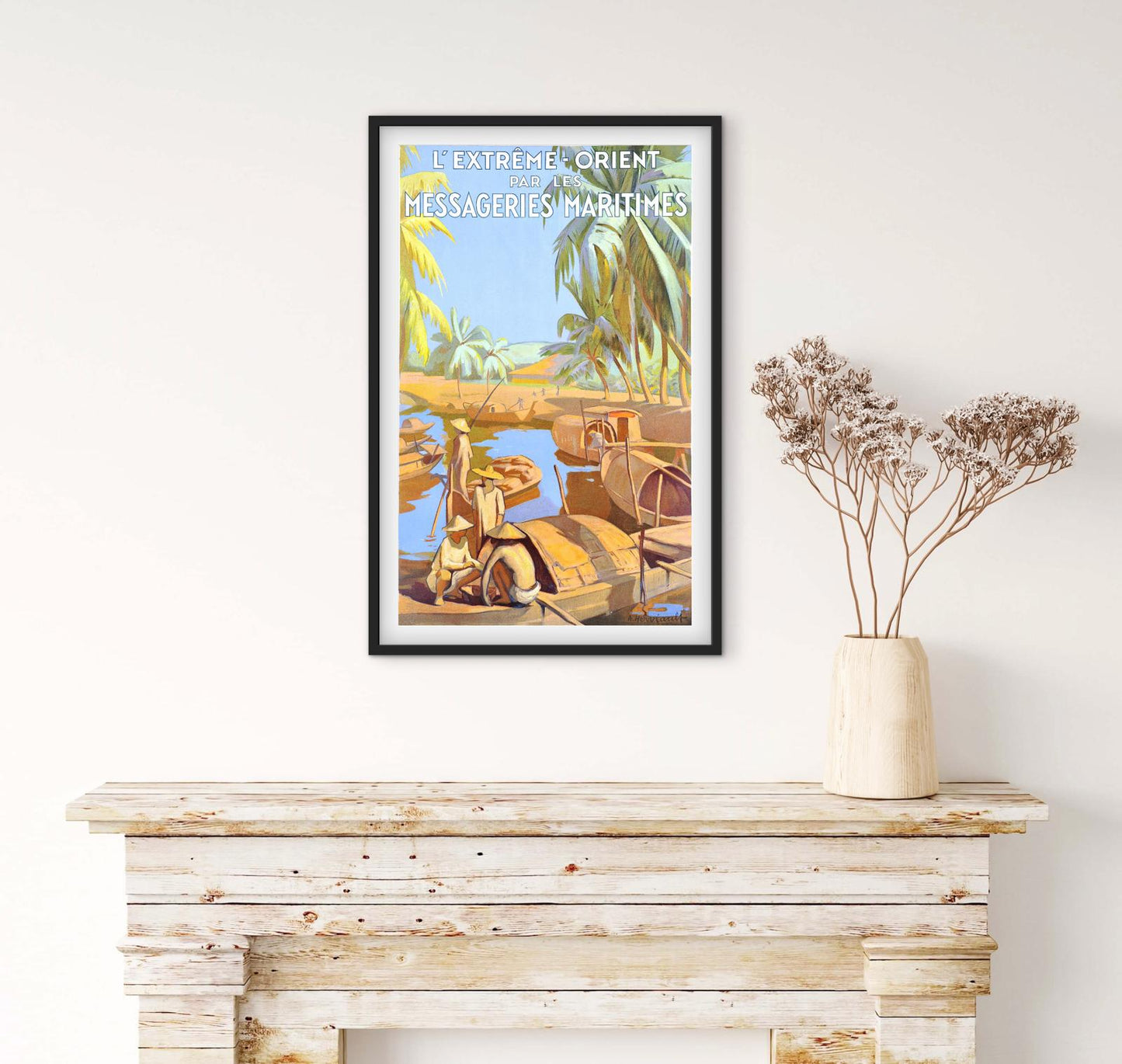 Affiche extrême Orient par les messageries maritimes CGT