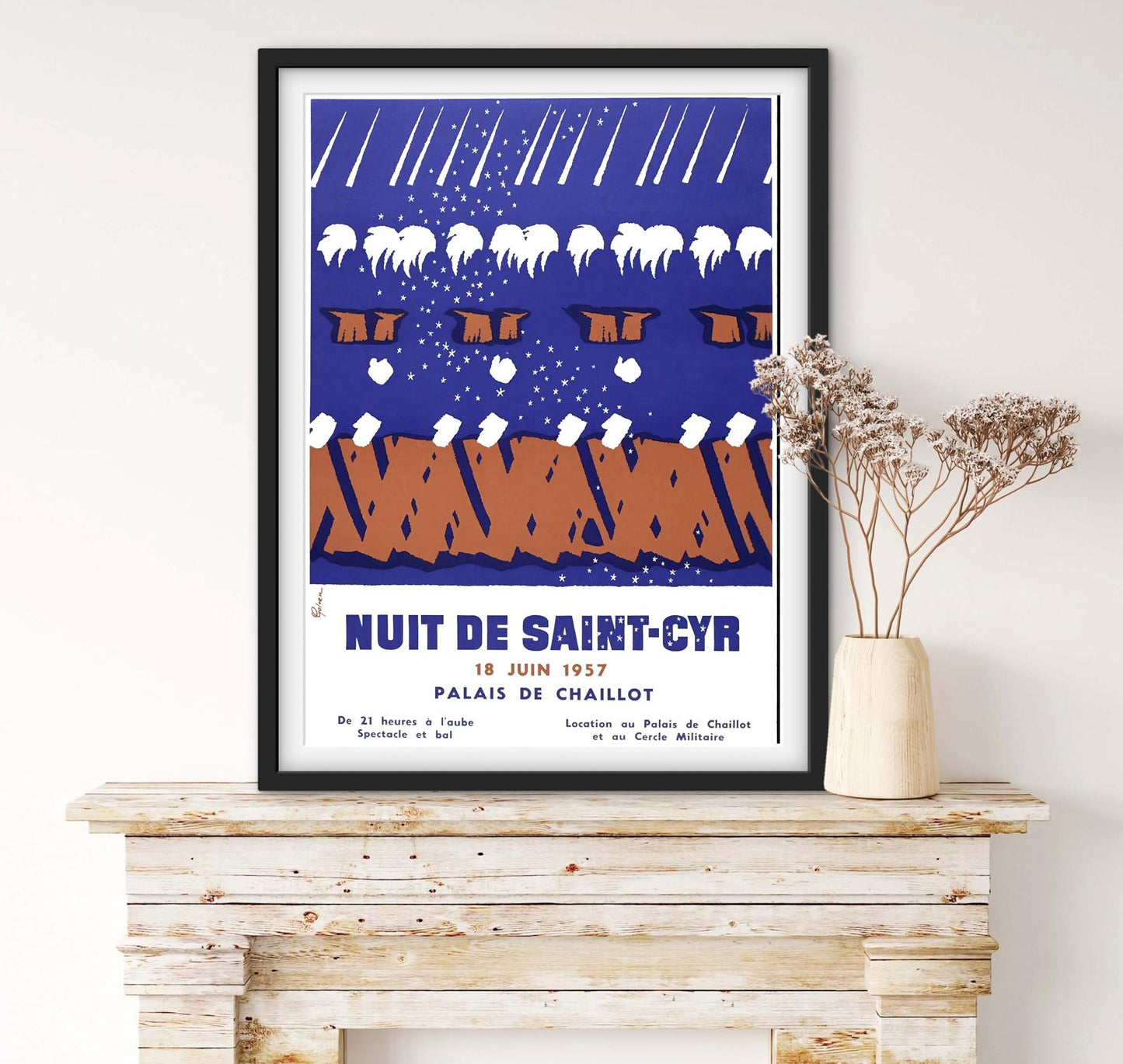 Affiche militaire nuit de saint Cyr palais de Chaillot 1957 Paris affichevintagefrance