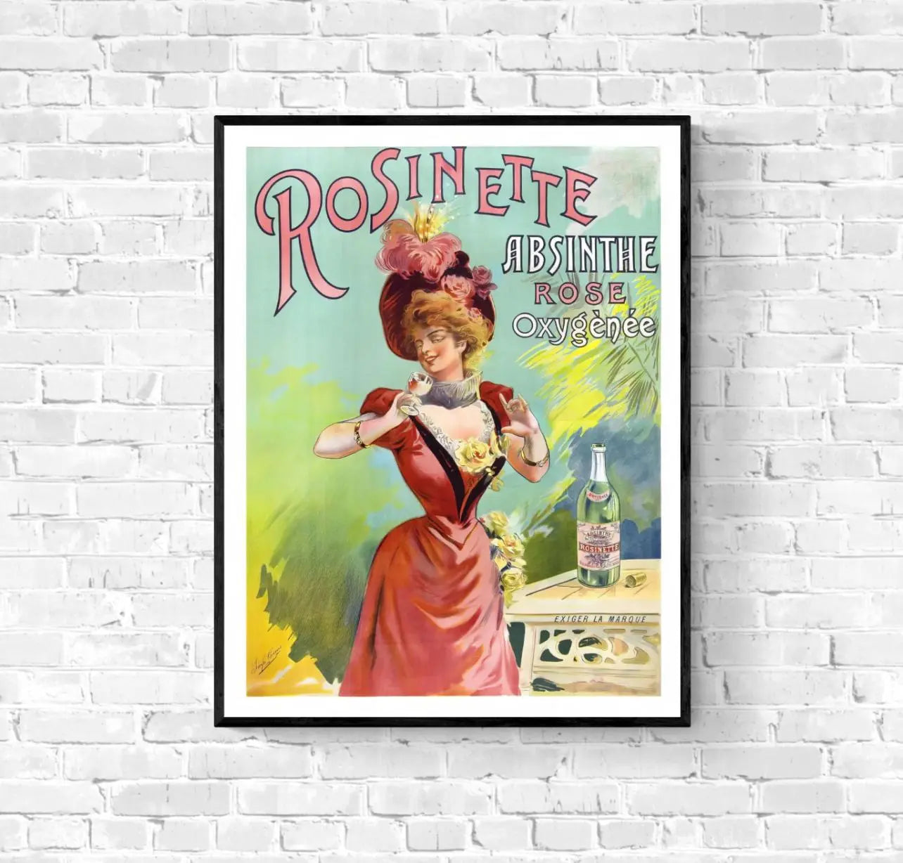 Affiche Absinthe rose rosinette affichevintagefrance