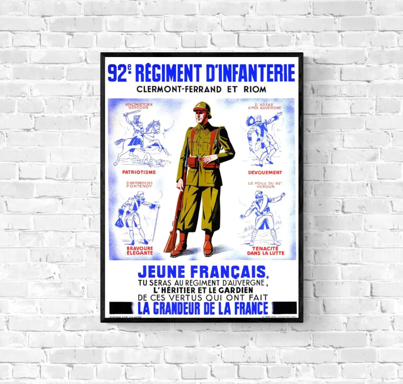 Affiche 92e régiment d'infanterie Clermont-Ferrand affichevintagefrance