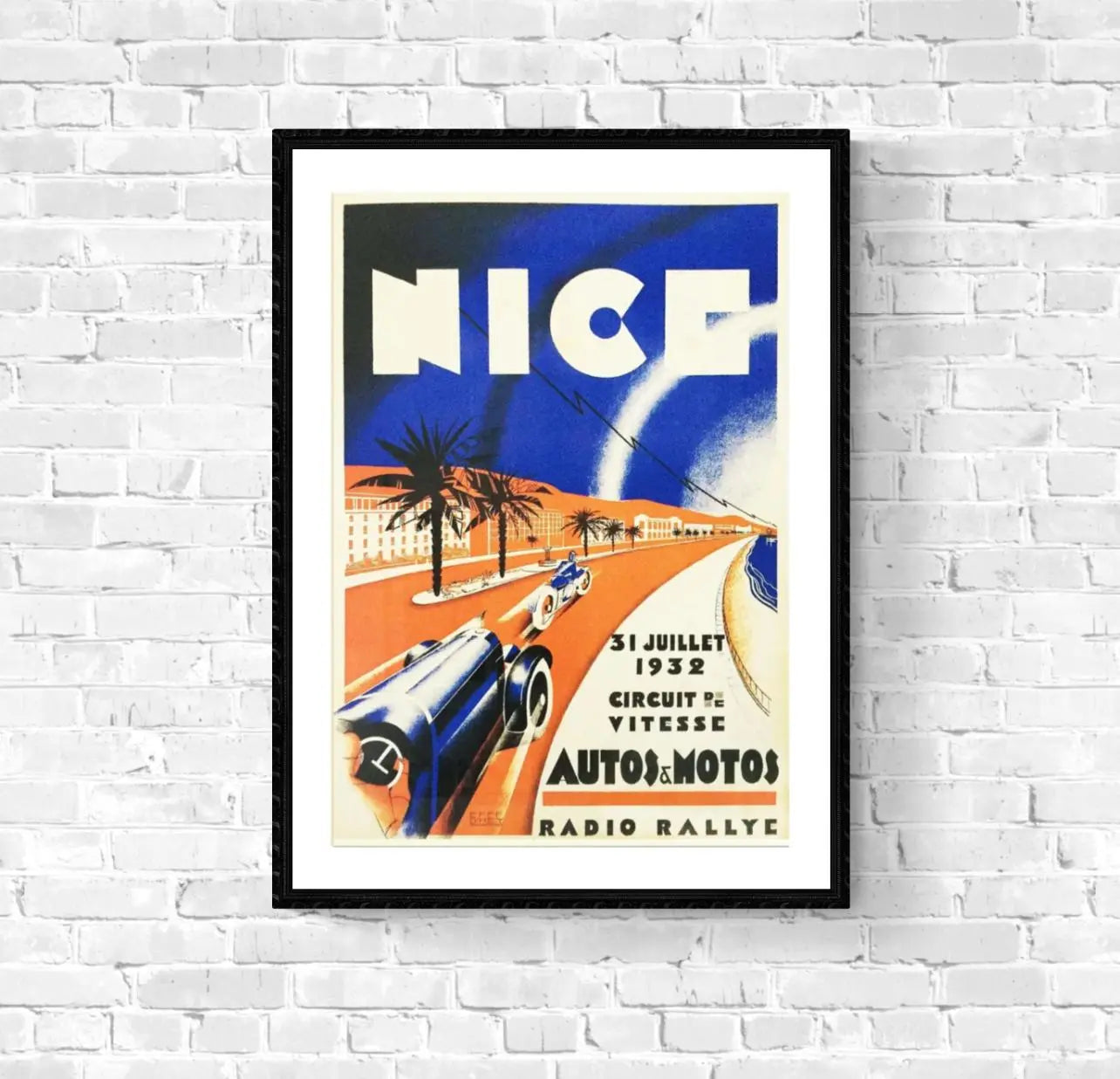 Affiche Nice auto moto 1932 affichevintagefrance