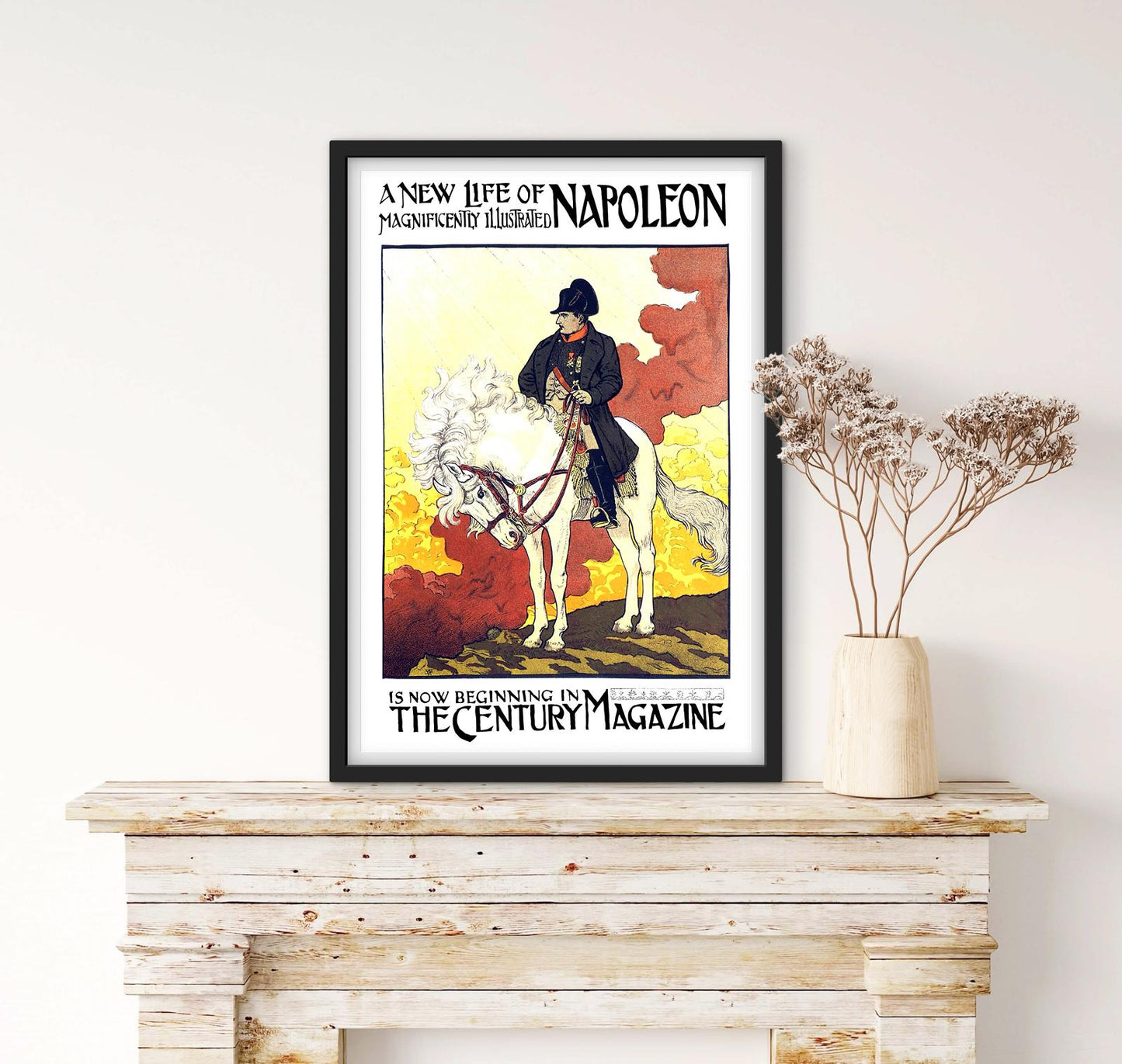 Affiche Napoléon Bonaparte cheval blanc portrait affichevintagefrance