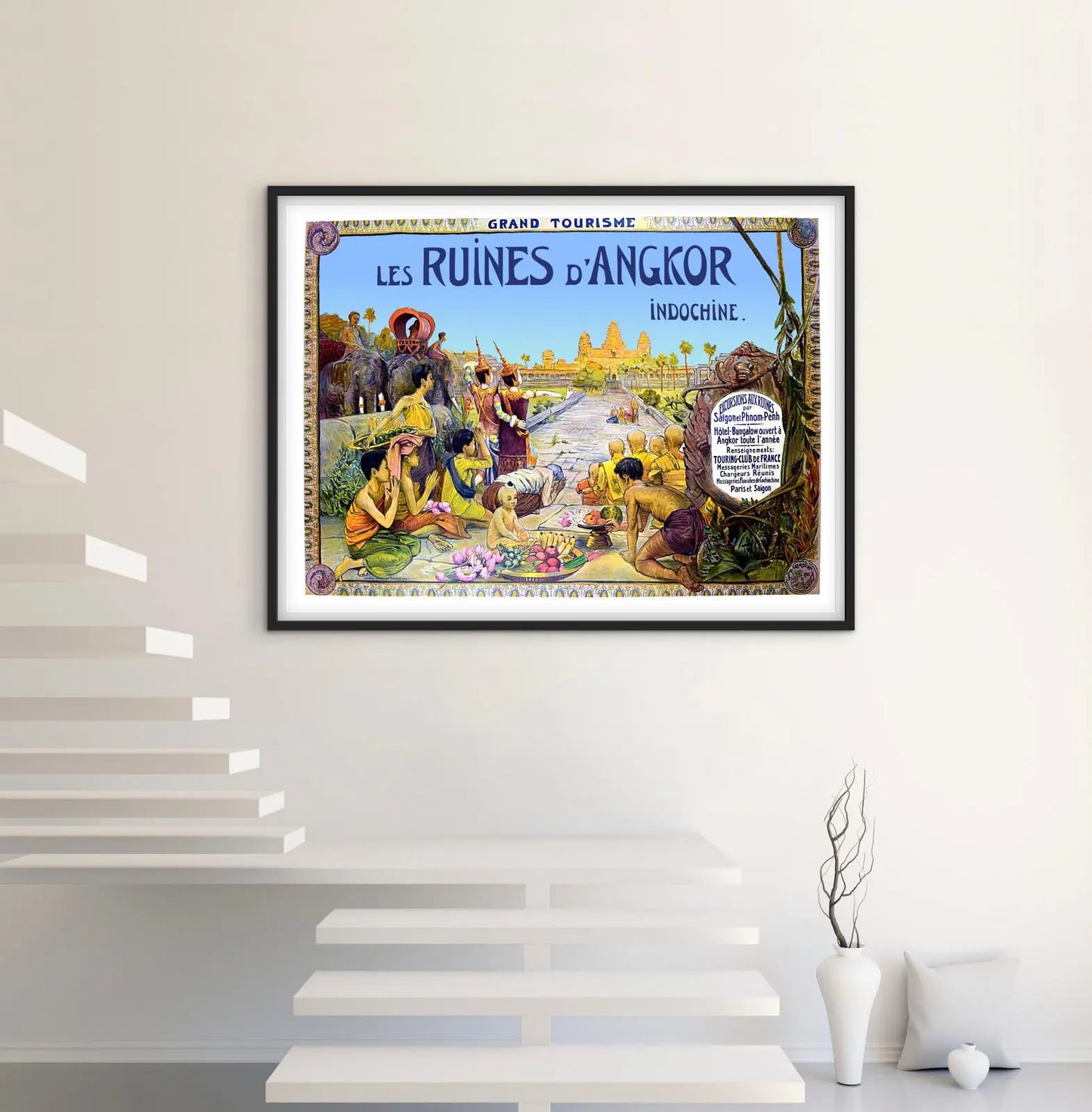 Affiche ruines Angkor Cambodge Indochine affichevintagefrance
