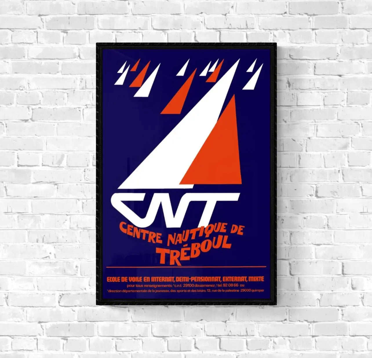 Affiche centre nautique Tréboul Bretagne affichevintagefrance