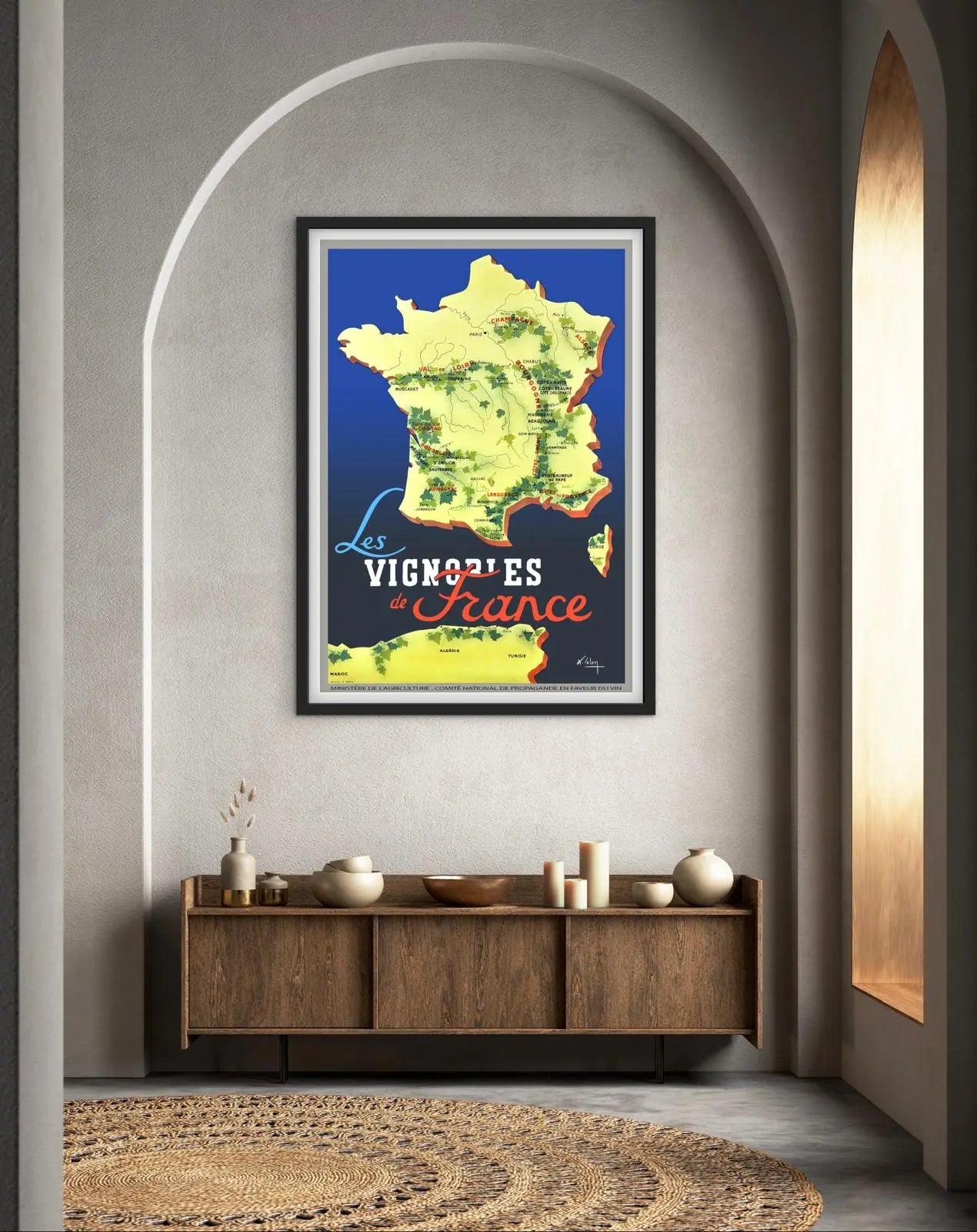 Affiche Carte vignobles de France affichevintagefrance