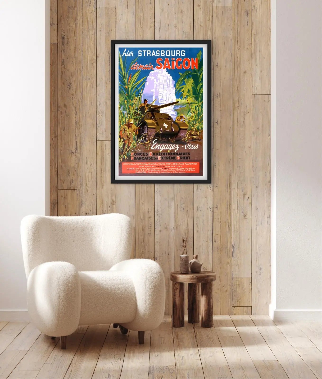 Affiche Indochine Saigon engagez vous dans l'armée militaire Strasbourg tank blindé affichevintagefrance
