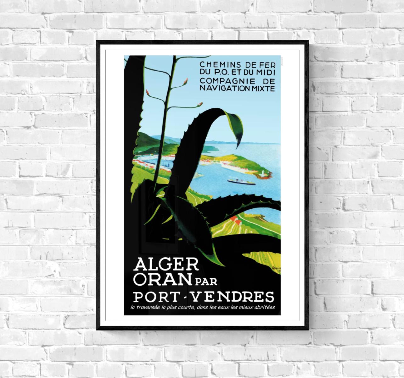 Affiche Alger Oran Port Vendres compagnie navigation mixte