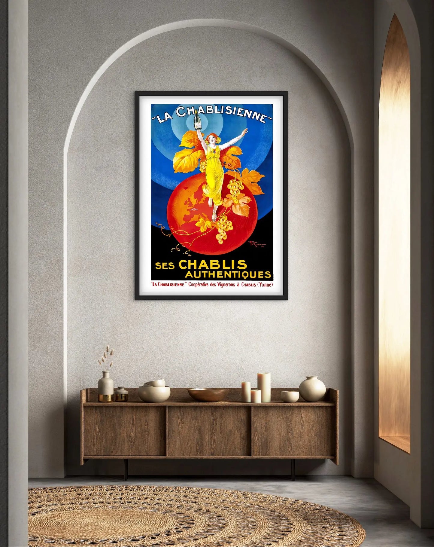 Affiche Chablisienne Chablis Vin Yonne Bourgogne affichevintagefrance