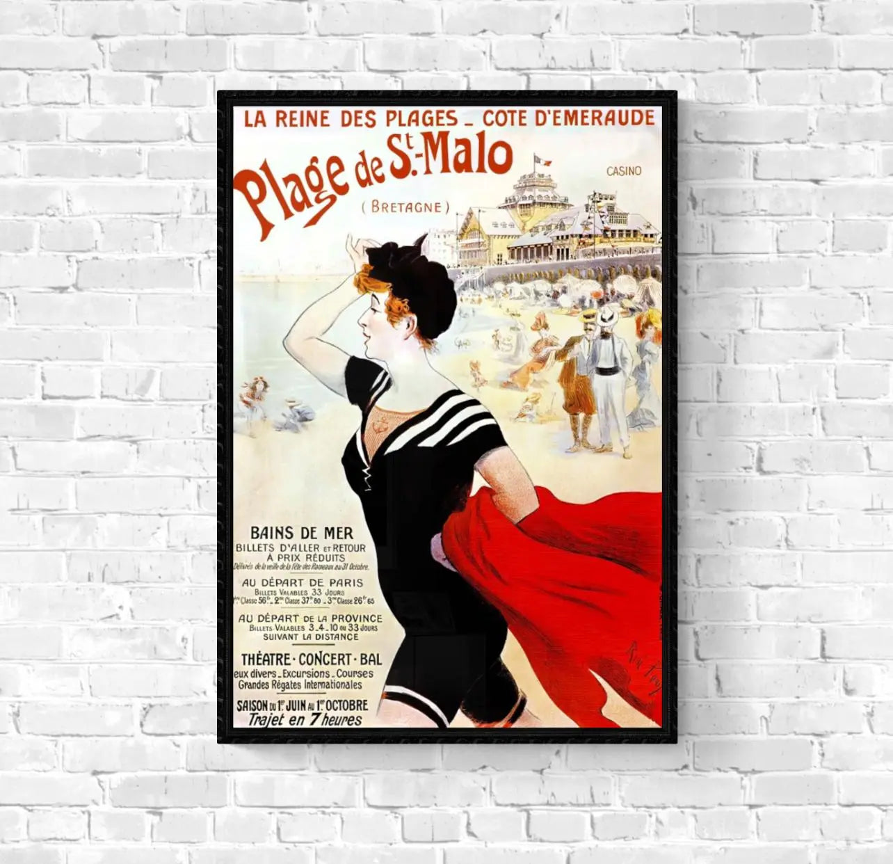 Affiche plage Saint Malo Bretagne affichevintagefrance
