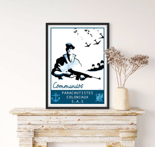 Affiche Commandos Parachutistes coloniaux affichevintagefrance