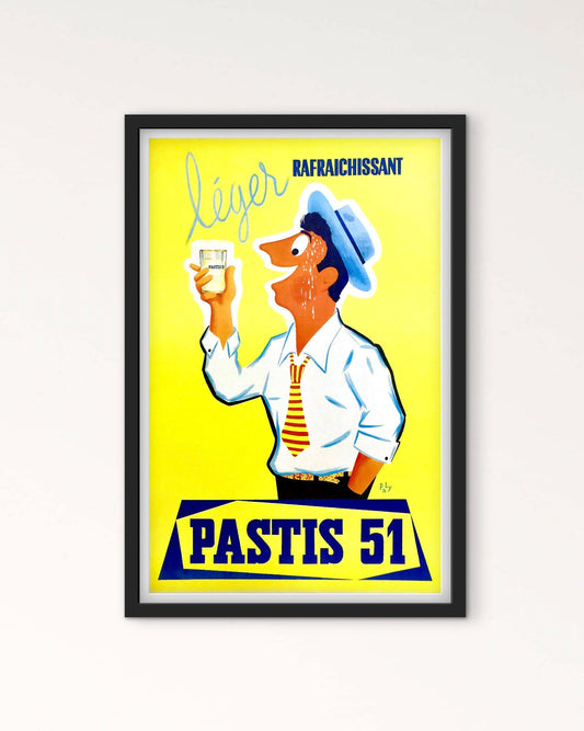 Affiche Pastis 51 léger rafraîchissement affichevintagefrance