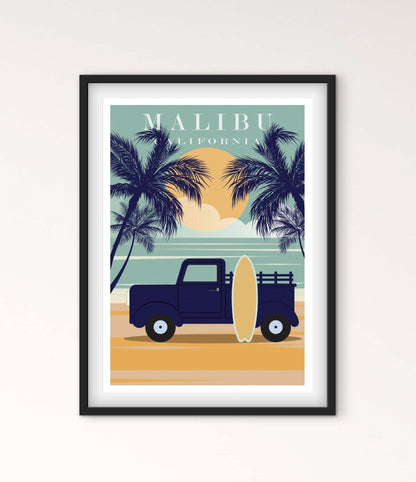 Affiche Malibu Californie affichevintagefrance
