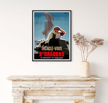 Affiche de recrutement de l'Armée de Vichy - 2e dragons, le régiment de Gasgogne