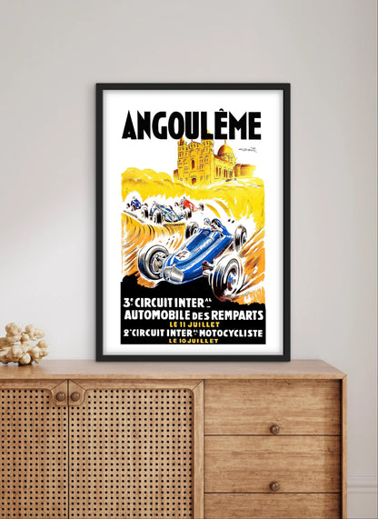Affiche Angoulême circuit Grand Prix GP automobile motocycliste affichevintagefrance