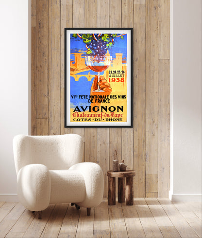 Affiche Vin Avignon côtes du Rhône