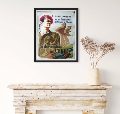 Affiche Indochine Parachutiste tu deviendras un chef