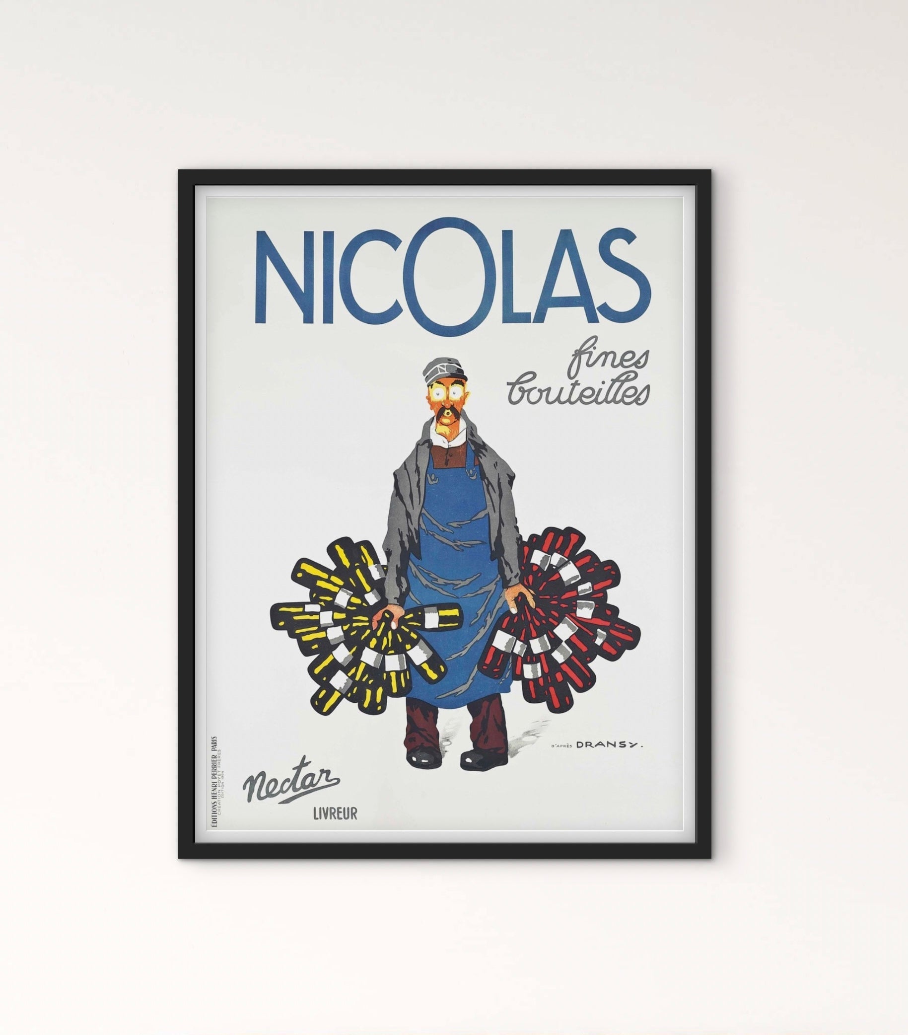Affiche Vin Nicolas bouteille de vin affichevintagefrance