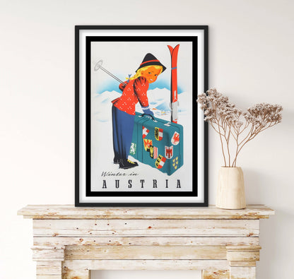 Affiche L’hiver en Autriche « Winter in Austria » ski affichevintagefrance