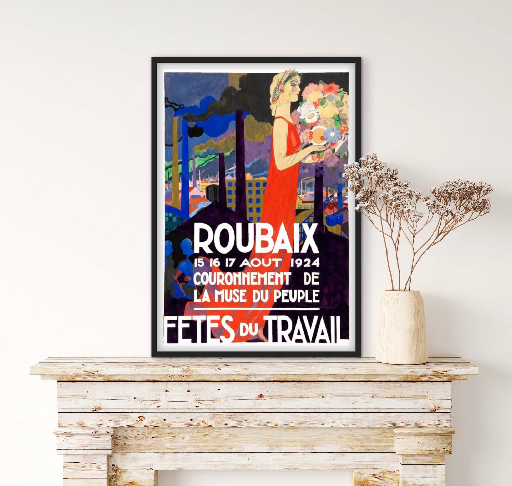 Affiche Roubaix Fêtes du Travail affichevintagefrance