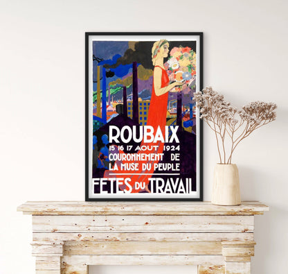 Affiche Roubaix Fêtes du Travail affichevintagefrance