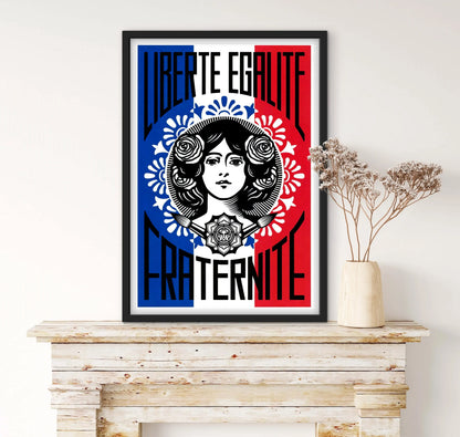 Affiche Liberté Égalité Fraternité Marianne affichevintagefrance