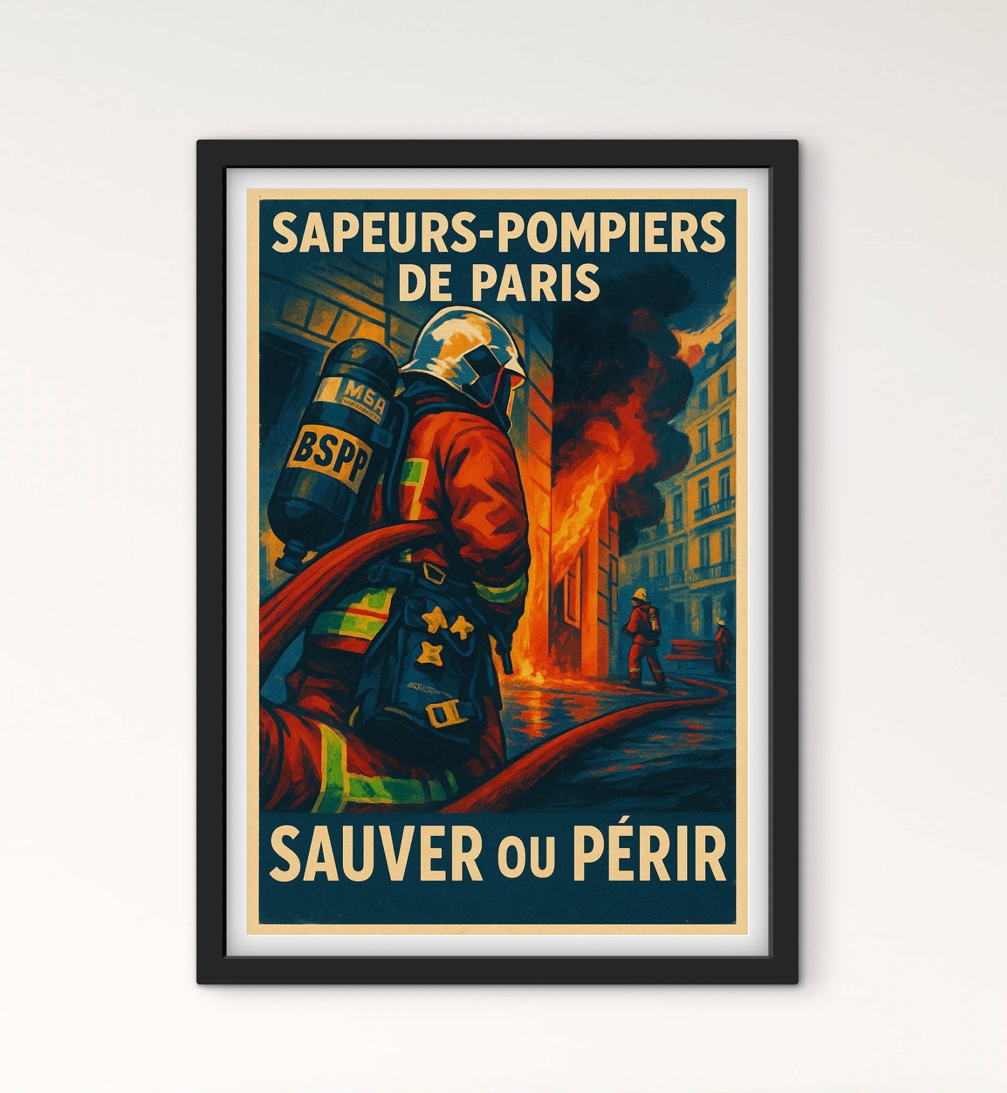 Affiche sauver ou périr brigade sapeurs pompiers de Paris affichevintagefrance